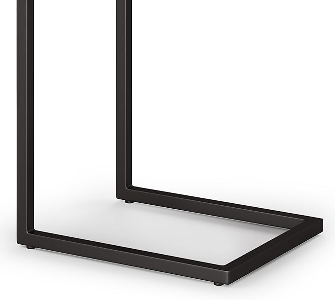 SIMPLIHOME Skyler 16-inch Wide Solid Mango/Metal Industrial C-Shaped End Table in Dark Cognac Brown/Black for Living Room, Office, or Bedroom, Assembled