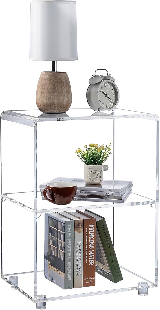 MyGift 3 Tier Clear Acrylic Table, Accent Furniture for Living Room, Bedroom Clear Nightstand Side End Tables