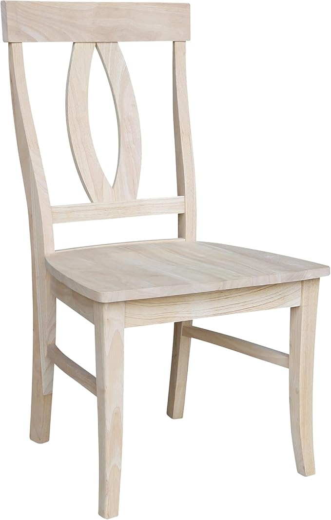 IC INTERNATIONAL CONCEPTS Set of Two Verona Dining Chairs 225lbs wt Capacity, Solid Real Wood, Sturdy Parawood, 21.3"W x 22.6"D x 39.6"H, Unfinished