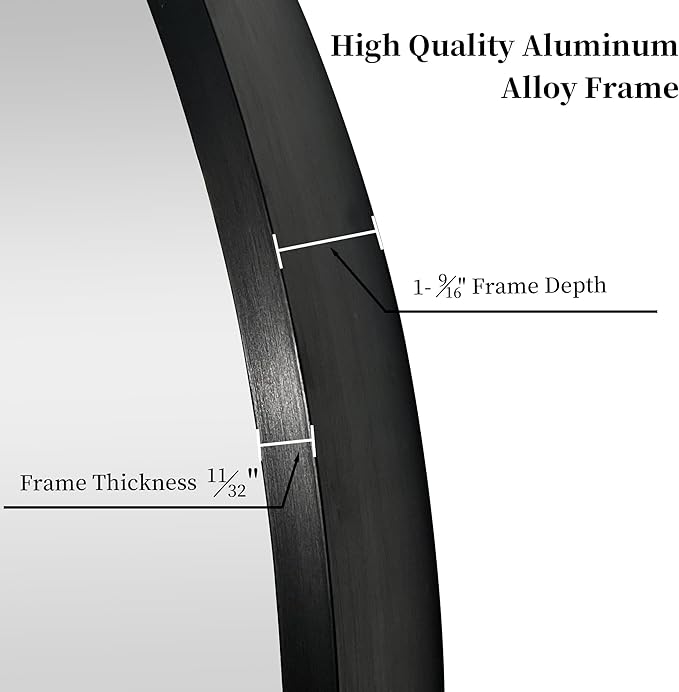 30 inch Round Black Mirror, Brushed Black Metal Framed Circle Wall Mirror for Bathroom Vanity, Bedroom Decor, Living Room, Entryway