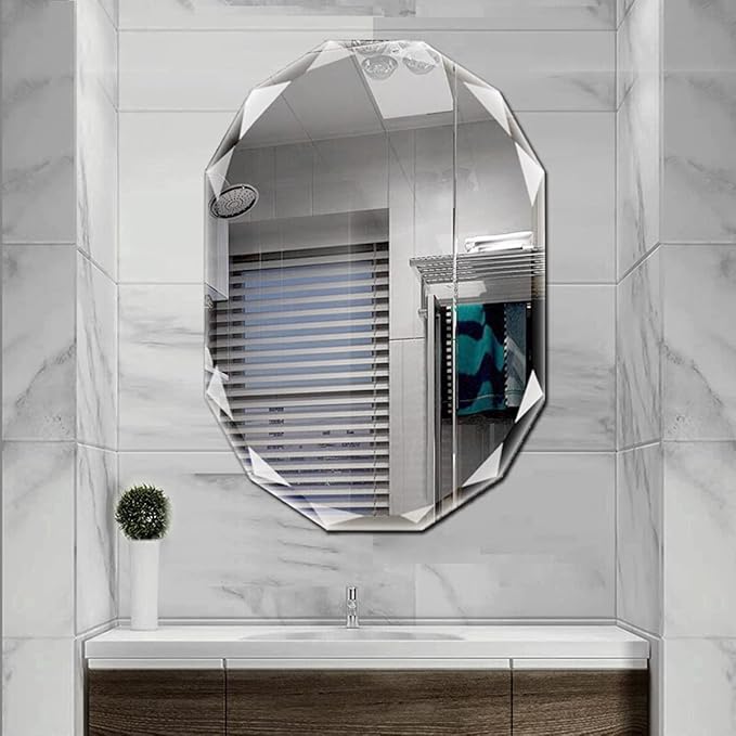 Single Beveled Edge Frameless Wall Mount Bathroom Vanity Mirror, 20” X 28”