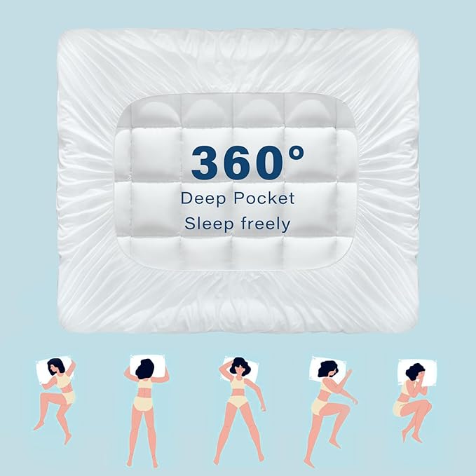 Anluoer California King Mattress Topper, Memory Foam Pillow Top Mattress Topper for Back Pain, Extra Thick Breathable Mattress Pad with 8-21" Deep Pocket, 72x84 Inches, White