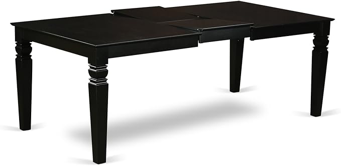 East West Furniture LGAB7-BLK-61 7 Piece Dining Table Set Consist of a Rectangle Butterfly Leaf Table and 6 Baked Bean Faux Leather Upholstered Chairs, 42x84 Inch, Black