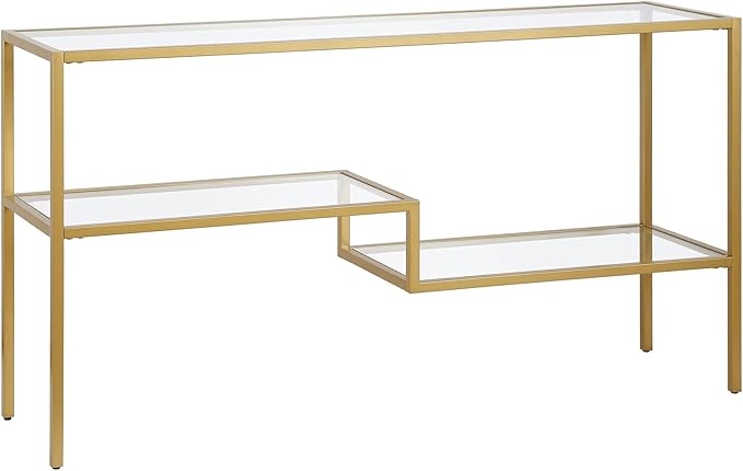 Henn&Hart 55" Wide Rectangular Console Table in Brass, Entryway Table, Accent Table for Living Room, Hallway
