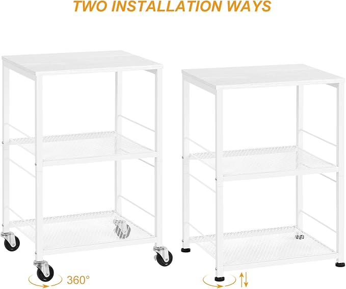 OYEAL End Table, Small Side Table Living Room, White Nightstand with 2-Tier Storage Shelf, Printer Stand Sofa Table for Small Spaces, Living Room, Bedroom, Easy Assembly