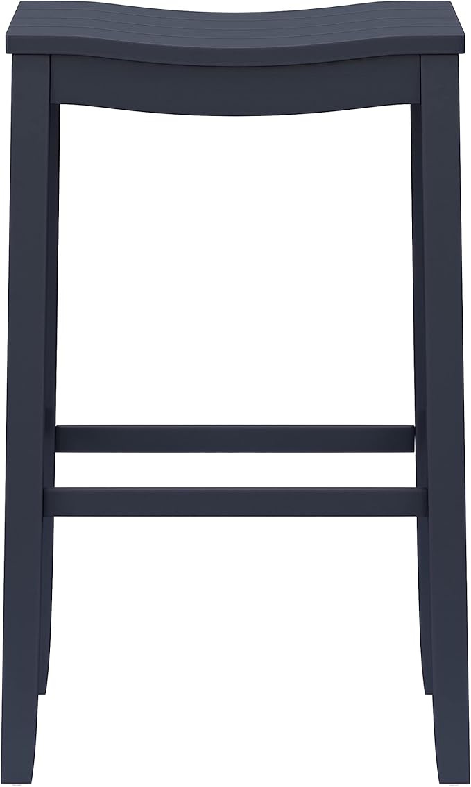Hillsdale Fiddler Wood Backless Bar Height Stool with Saddle-Style Seat, Navy