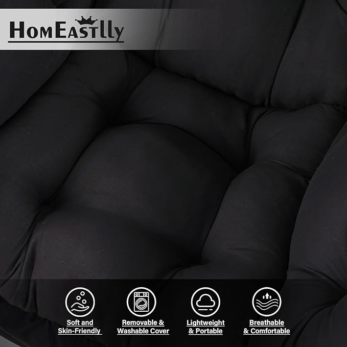Lazy Chair with Pillow for Living Room, Modern Lounge Accent Chair with Armrests, Leisure Sofa Chair Set, Reading Chair for, Bedroom, Dorm Room, Office, Black