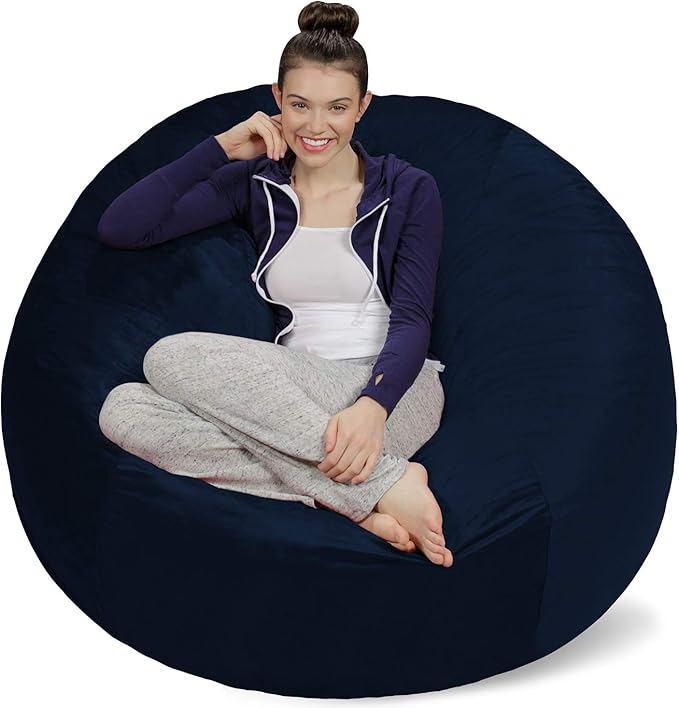 Sofa Sack Bean Bag Chair - Plush, Ultra Soft - Memory Foam Bean Bag Chair with Microsuede Cover - Stuffed Foam Filled Furniture and Accessories for Dorm Room 5 Feet - Navy