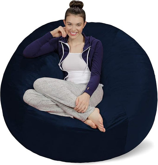 Sofa Sack Bean Bag Chair - Plush, Ultra Soft - Memory Foam Bean Bag Chair with Microsuede Cover - Stuffed Foam Filled Furniture and Accessories for Dorm Room 5 Feet - Navy