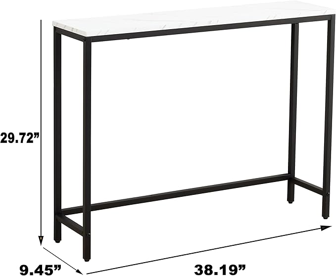 loglus Console Table for Entryway, Faux Marble MDF Sofa Table with Golden Frame (Single Layer, Black Frame)