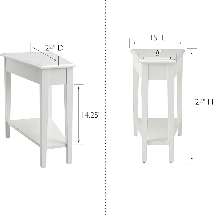 Leick Home Haven Ridge Wedge End Table, Tapered Side Table, Farmhouse White, 214395