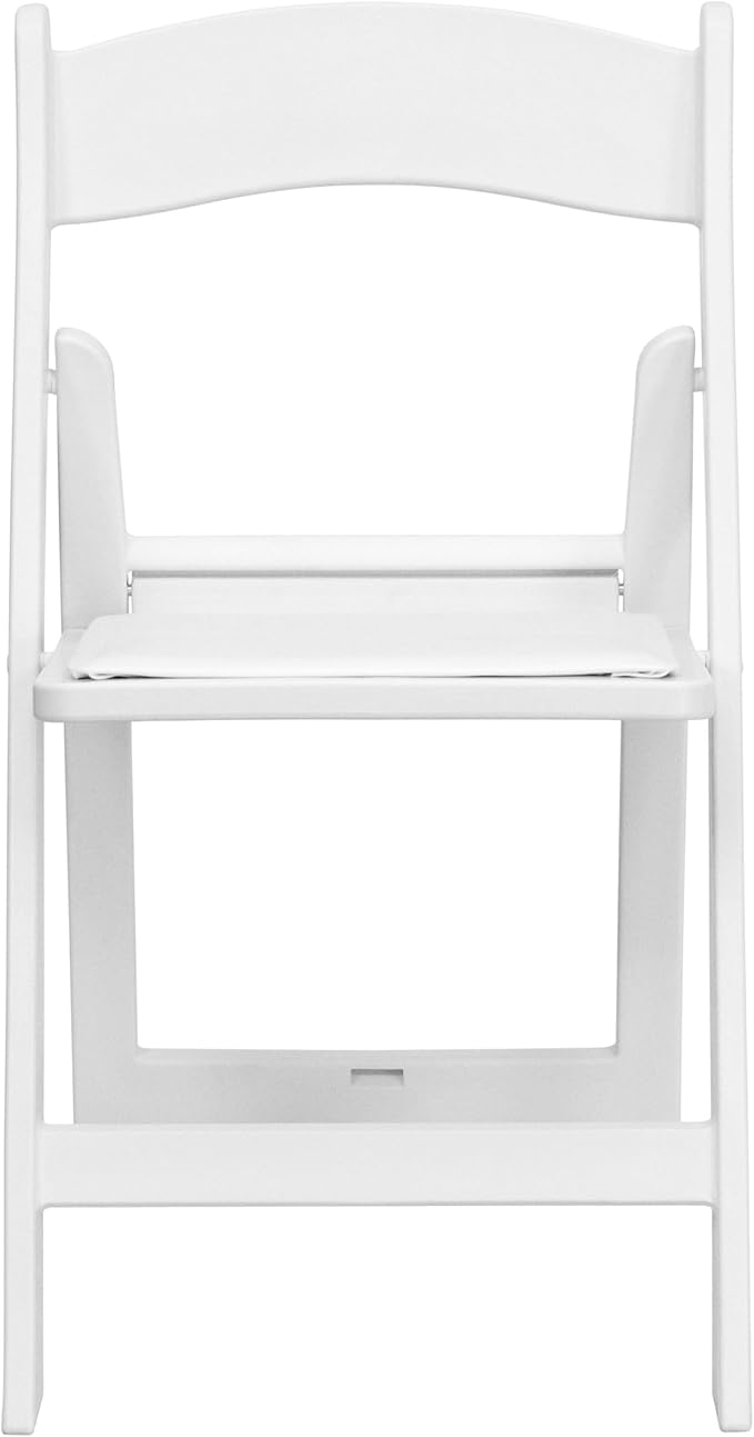 Flash Furniture Hercules Series Folding Chair - White Resin - Set of 4 800LB Weight Capacity Comfortable Event Chair - Light Weight Folding Chair