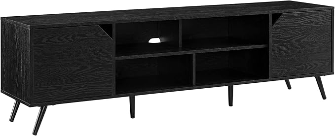Walker Edison Nora Modern Minimal Open-Shelf TV Stand for TVs up to 80 Inches, 70 Inch, Black