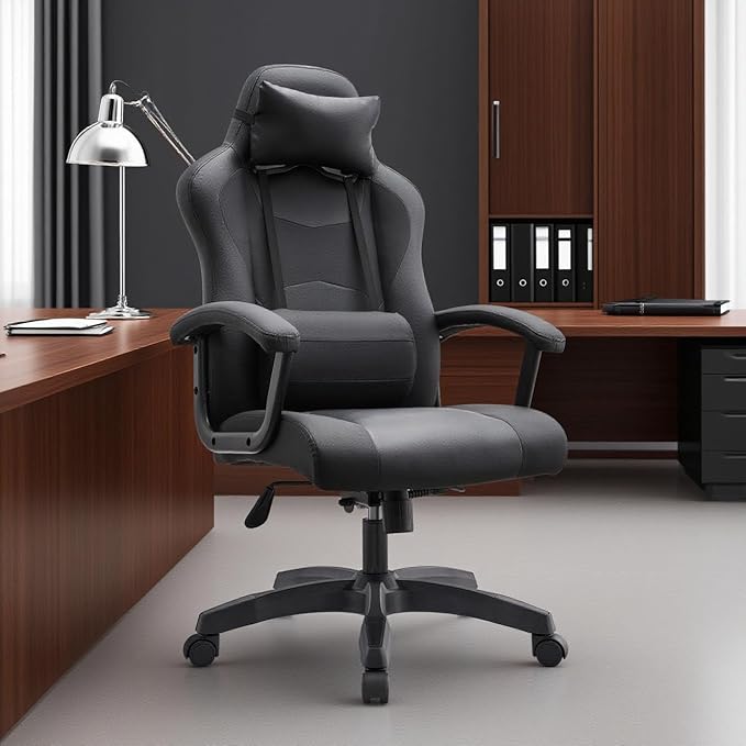 Ergonomic Office Chair High Back Desk Chair Height Computer Chair Big and Tall Office Chair with Adjustable Headrest and Lumbar Support Black