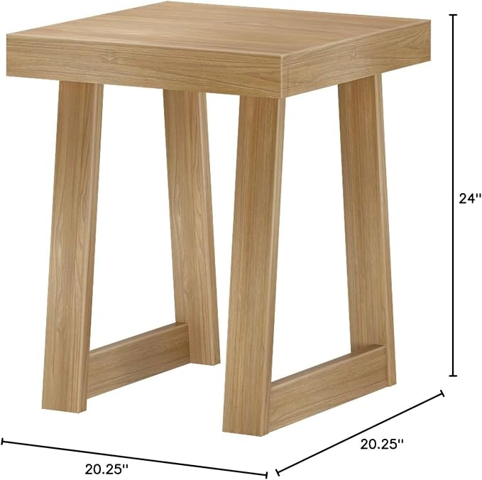 Plank+Beam Classic Square Side Table, Slim Side Table for Living Room, Narrow Nightstand for Small Spaces, Wood End Table for Bedroom, Blonde Wirebrush