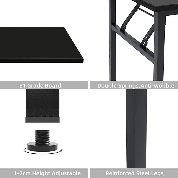 DlandHome Reversible L-Shaped Desk Large Corner Desk Folding Table Computer Desk Home Office Table Computer Workstation,Black-N