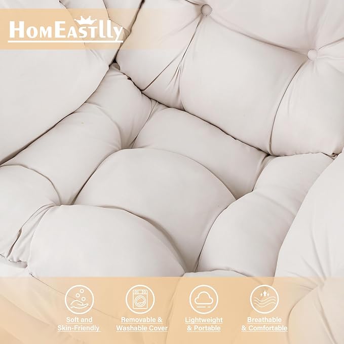 Lazy Chair with Pillow for Living Room, Modern Lounge Accent Chair with Armrests, Leisure Sofa Chair Set, Reading Chair for, Bedroom, Dorm Room, Office, Beige