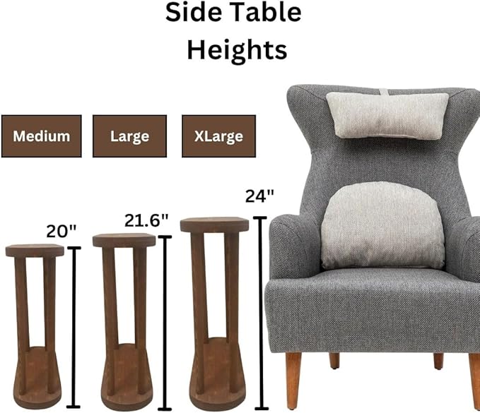 Oval Solid Wood Narrow Side Table, Slim End Table, Small Coffee Table (Dark Walnut, Medium)