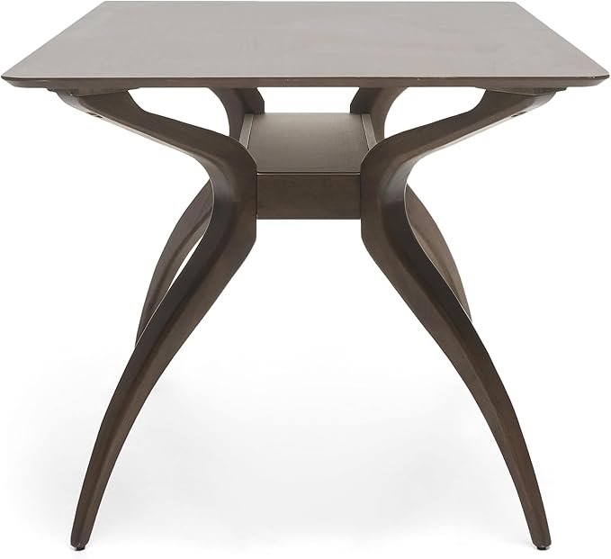 Christopher Knight Home Idalia Curved Leg Rectangular Dining Set, 5-Pcs Set, Natural Walnut / Light Beige