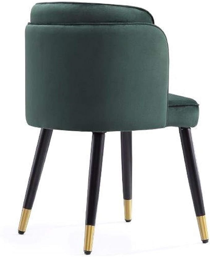 Manhattan Comfort Zephyr Modern Velvet Dining Chair, Solid Wood Frame with Gold-Tipped Splayed Legs, High Density Foam Padding, Vintage Design, Tulip Inspired Accent Furniture, Hunter Green