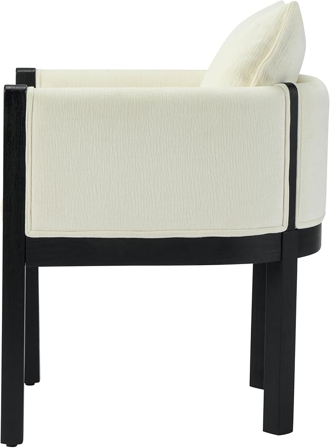 Christopher Knight Home Lucid Linen Upholstered Dining Chairs Set of 2, Rubber Wood Dining Room Chairs, Modern Armchair, Extra Seating for Dining Room, Versatile Indoor Furniture, White + Black