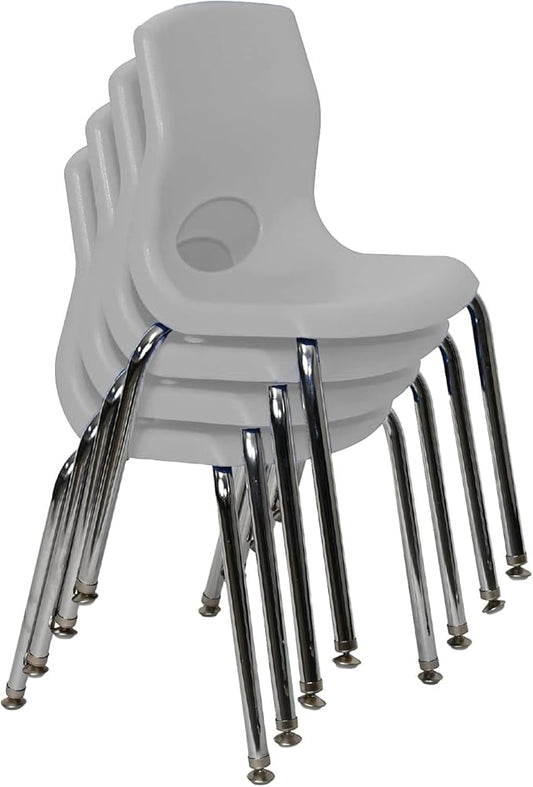 Children’s Factory MyPosture 14" H Child Chair, 4 Pack, Gray with Chrome Legs, AB8014GYC4, Daycare or Classroom Flexible Seating, Kids/Teen Classroom & School Desk Chair