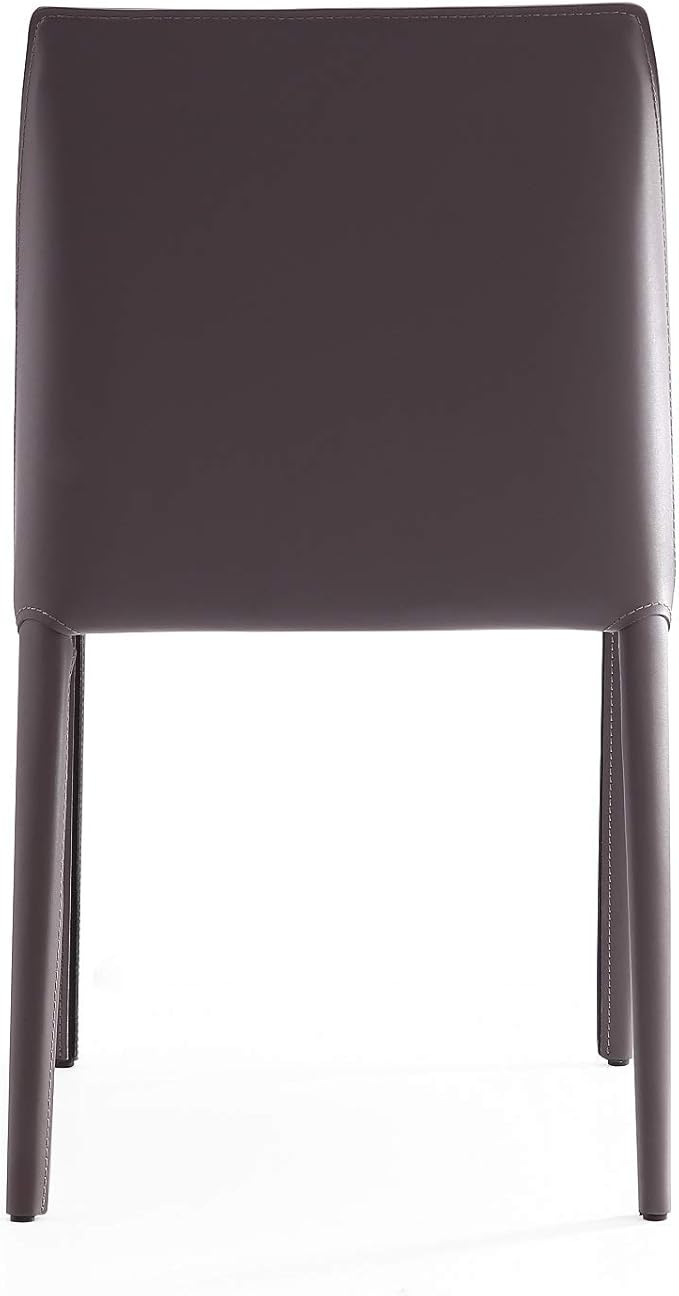 Manhattan Comfort Paris Modern Saddle Leather Dining Chairs, Metal Frame, Comfortable Padded Seat, Fully Assembled Armchair Accent Furniture, Set of 6, Grey