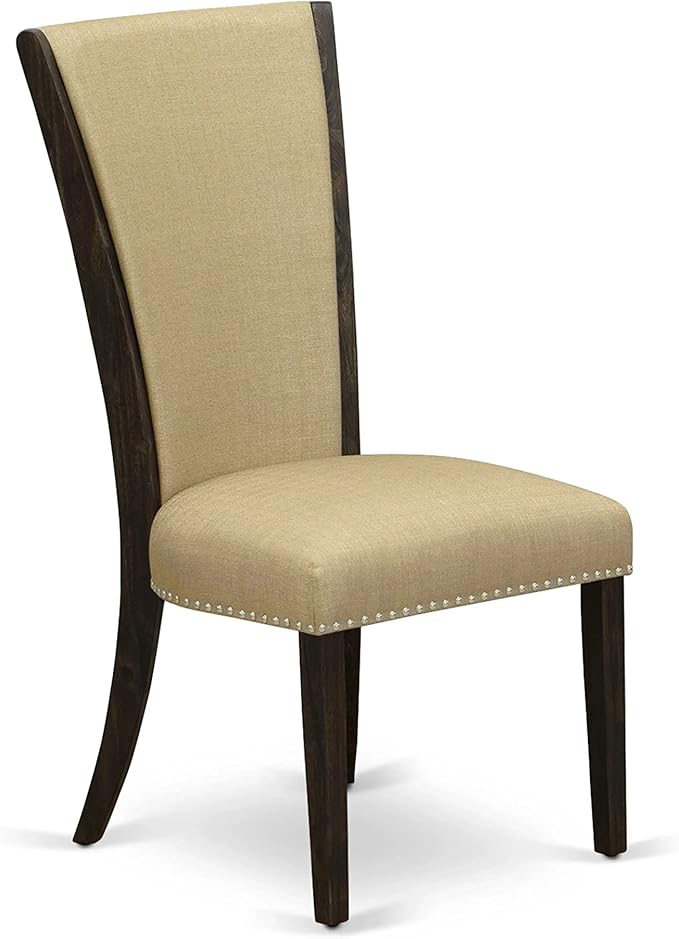 East West Furniture X727VE703-6 6 Piece Dining Room Table Set Contains a Rectangle Kitchen Table with X-Legs and 4 Brown Linen Fabric Parson Chairs with a Bench, 40x72 Inch, Multi-Color