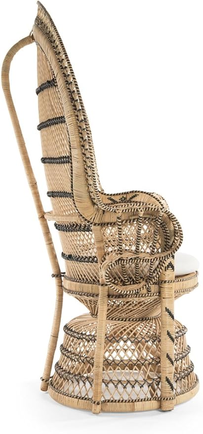 KOUBOO Grand Pecock Retro Peacock Chair in Rattan with Seat Cushion, Natural Color, Large