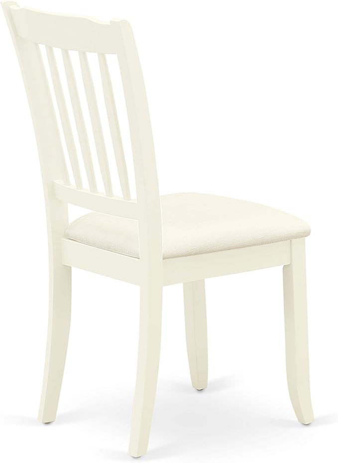 East West Furniture HBDA3-LWH-C 3 Piece Dining Room Table Set Contains a Round Kitchen Table with Pedestal and 2 Linen Fabric Upholstered Dining Chairs, 42x42 Inch, Linen White