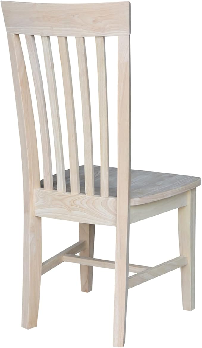 IC International Concepts Set of 2 Tall Mission Chairs Real/Solid Parawood, Kitchen/Dining/Accent, 18.1"W x 22.05"D x 40.16"H, 225 Lbs Wt. Capacity, DIY, Stain/Paint in Any Color, Unfinished