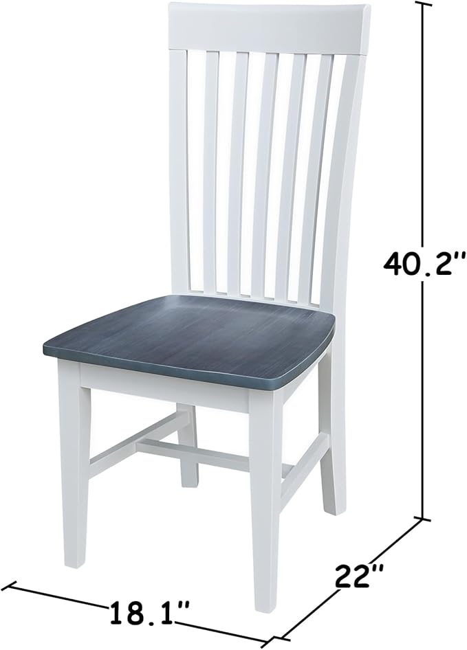 International Concepts Set of Two Tall Mission Chairs, White/Heather gray