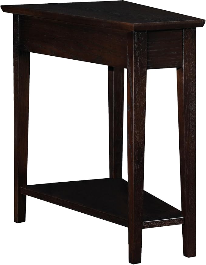 Leick Home Teegan Solid Wood Recliner Wedge End Side Table with Shelf, Chocolate Oak Brown, Perfect for Living Rooms, Bedrooms, and Small Spaces, 10074-CH