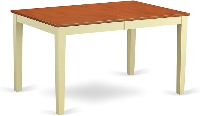 East West Furniture NIQU5-WHI-W 5 Piece Dining Set Includes a Rectangle Dining Table with Butterfly Leaf and 4 Kitchen Chairs, 36x66 Inch, Buttermilk & Cherry