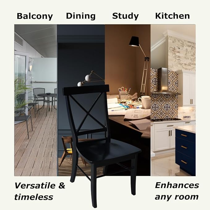 Set of Two X-Back Dining Chairs, Black