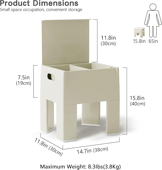 Nightstand Bedside with Storage Space, Multifunctional Colorful Plastic End Table Small Side Table for Bedroom, Dorm and Small Spaces, Easy Assembly(14.7" D x 11.8" W x 15.8" H, White)