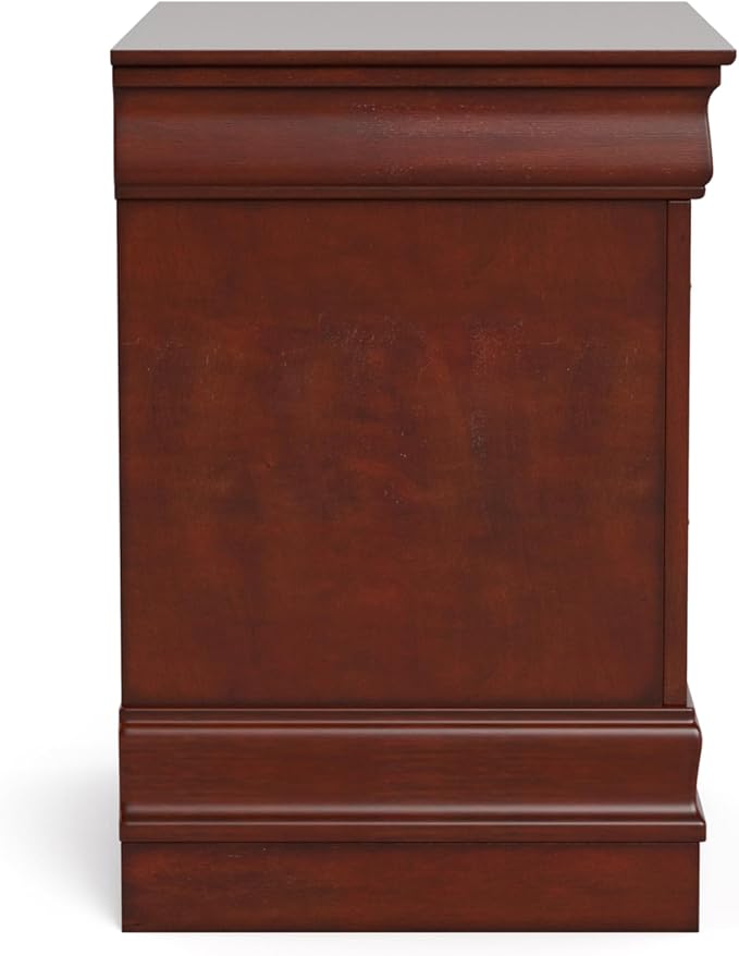 Furniture of America Arabella Traditional Solid Wood Nightstands Set of 2, Bedside Table with Drawers and Antique Nickle Handles, No Assembly Wooden Night Stands for Bedrooms, Guest Room, Dorm, Cherry
