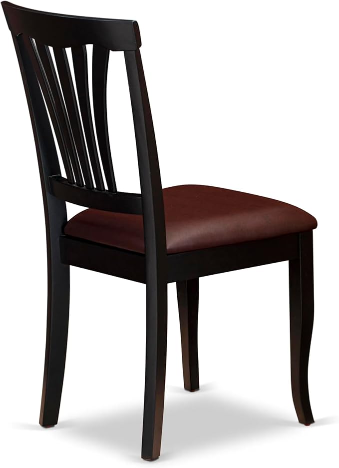 East West Furniture DLAV3-BCH-LC 3 Piece Modern Dining Table Set Contains a Round Wooden Table with Dropleaf and 2 Faux Leather Kitchen Dining Chairs, 42x42 Inch, Black & Cherry