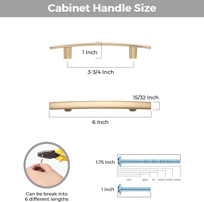 5 Pack Cabinet Handles 3.75" Hole Center - Curved Cabinet Pulls Champagne Bronze Drawer Pulls for Kitchen Cupboard Solid Handles for Dresser Drawer Arch Closet Hardware