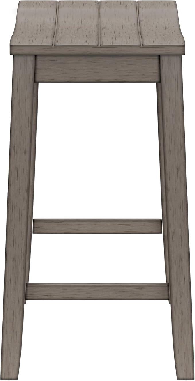 Hillsdale Fiddler Wood Backless Counter Height Stool with Saddle-Style Seat, Aged Gray