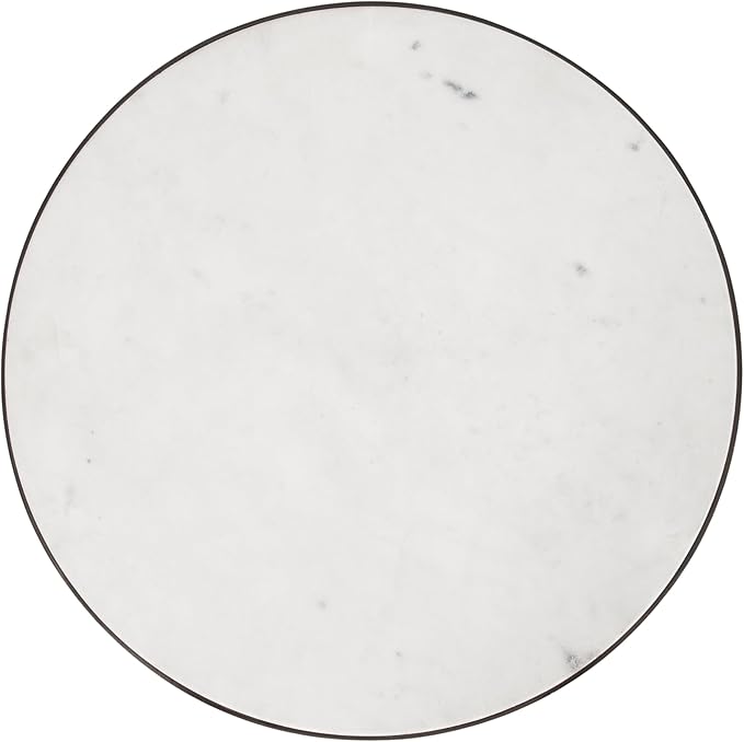 Kate and Laurel Gribben Modern Round Marble Side Table, 14 x 14 x 24, White and Gray Gunmetal, Tripod-Base Bedside Table for Display and Storage as a Bedroom Nightstand or Living Room Accent