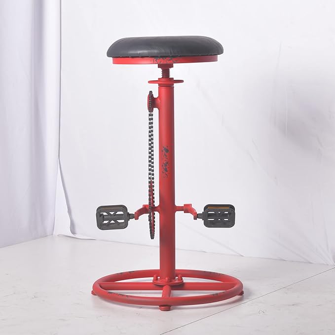 Topower Vintage DIY Bar Stool Bicycle Chain Iron Pedal Retro Industrial Height Adjustable Bicycle Wheel Design bar Chair Set of 2 Antique Red
