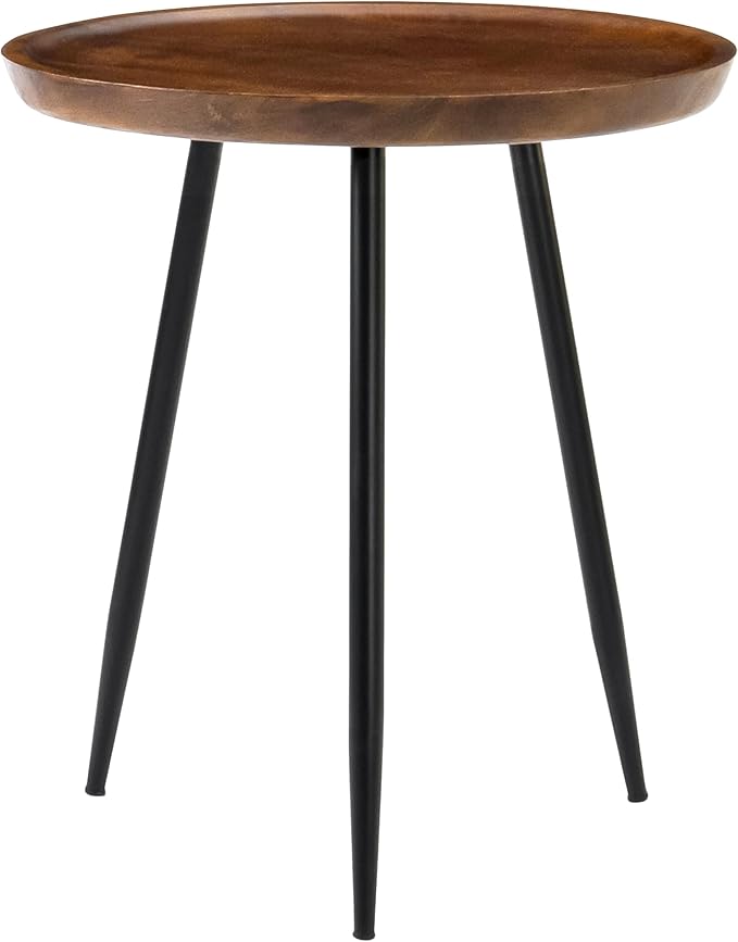 MH London Side Table - Dilan Tri Pin Small Table. Exclusively Designed Hand-Crafted Small Nightstand. Solid Wood Round End Table. Contemporary Accent Table for Bedrooms, Living Rooms and Home Office