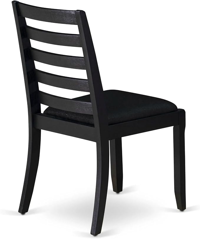 East West Furniture LGX19-BLK-24 -9 Piece Dining Set Includes a Rectangular Kitchen Table with Black Tabletop and 8 Stackable Polyester Fabric Chairs, Black