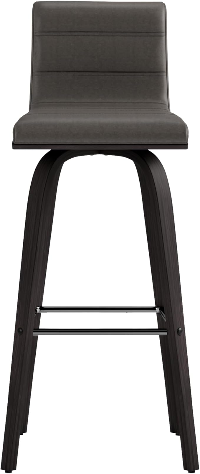 Armen Living Vienna 30" Swivel Bar Stool in Black Wood Finish with Gray Faux Leather - Set of 3