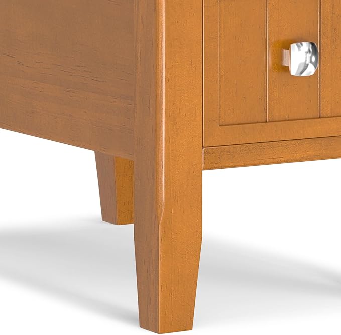 SIMPLIHOME Acadian 14-inch Wide Narrow End Table with Drawer and Open Shelf in Light Golden Brown for Living Room or Bedroom