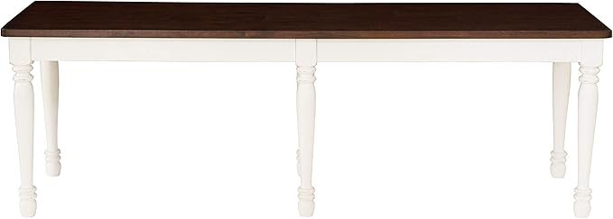 Crosley Furniture Shelby 6-Piece Traditional Dining Table Set for 7 with 4 Chairs and a Wood Bench, Distressed White
