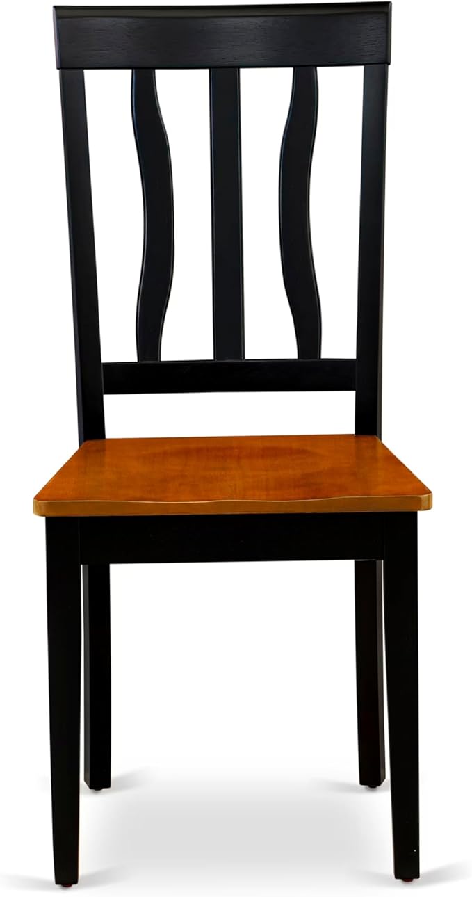 East West Furniture HLAN5-BCH-W 5 Piece Dining Table Set for 4 Includes a Round Kitchen Table with Pedestal and 4 Dining Room Chairs, 42x42 Inch, Black & Cherry