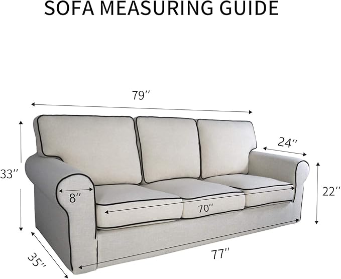 PureFit Reversible Sofa Couch Cover Water Resistant Couch Covers for 3 Cushion, Washable Furniture Cover with Non-Slip Foam and Adjustable Strap for Dogs, Pets (Sofa, Black/Beige)