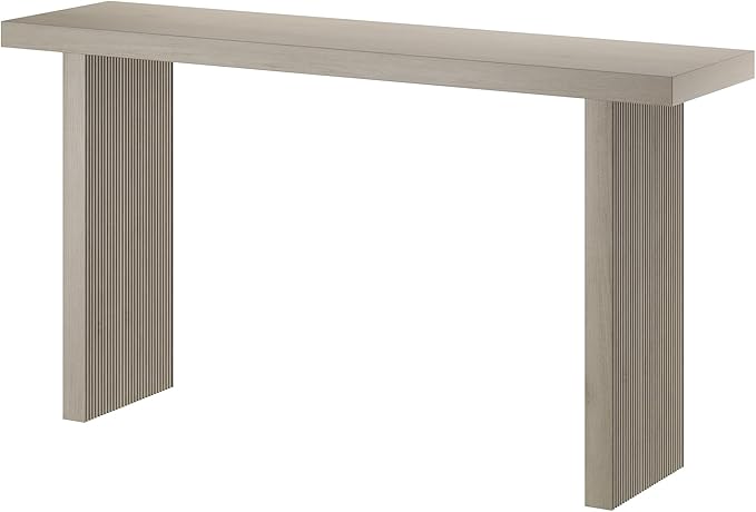 Henn&Hart 55'' Wooden Rectangular Fluted Console Table Entryway Table, Sofa Table for Entryway, Living Room, Couch, Hallway, or Office, Alder White